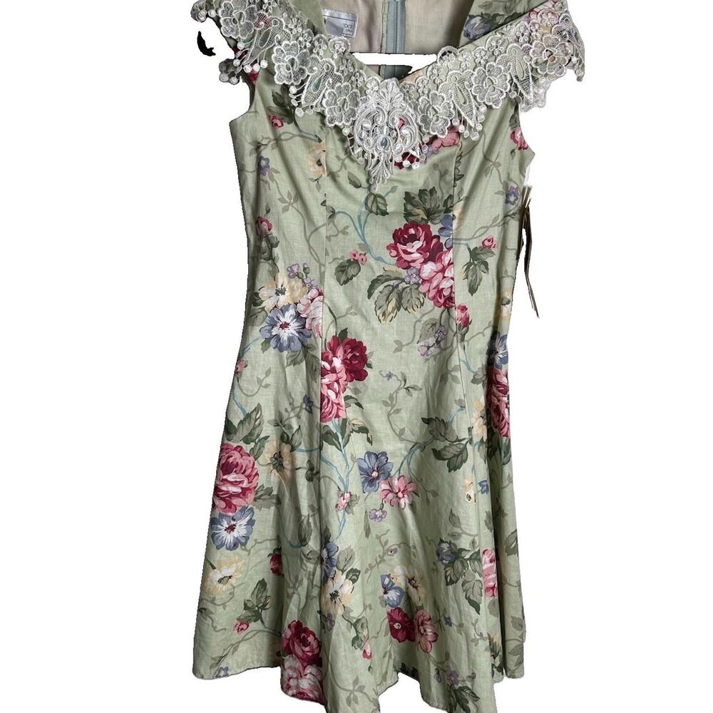 Vintage Jessica McClintock Cotton & Lace Floral Girls Dress 14 Cottagecore NWT - Picture 3 of 12